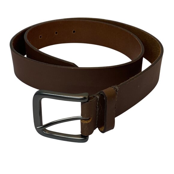 Timberland Other - Timberland Mens Brown Leather Belt Size 32 With Metal Buckle Classic Jeans